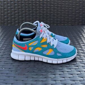 Nike Free Run 2 Running Shoes Teal Crimson Gold Mens Size 7